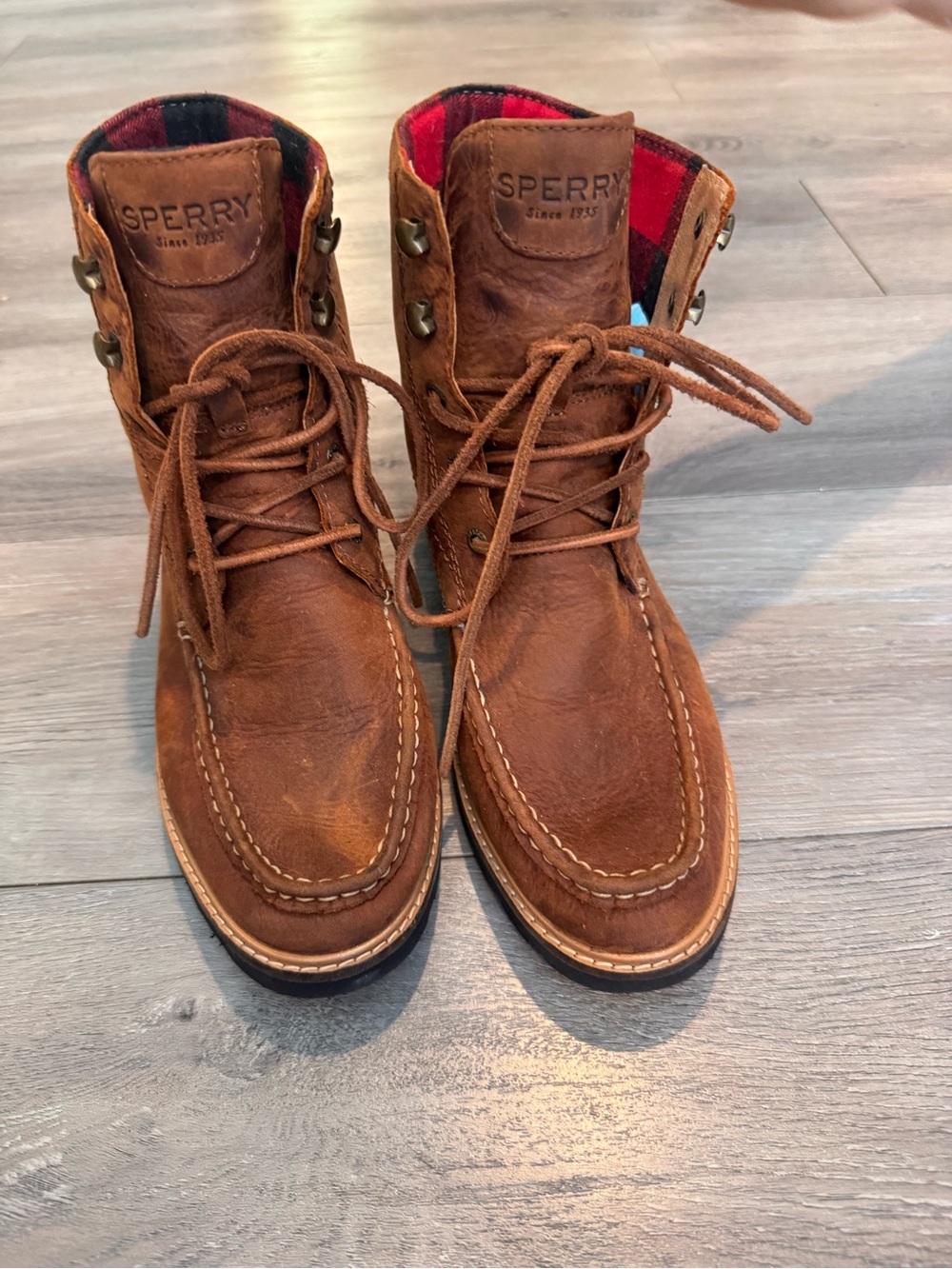 Sperry Women's Brown Lace-Up Leather Boots - Classic Moc Toe